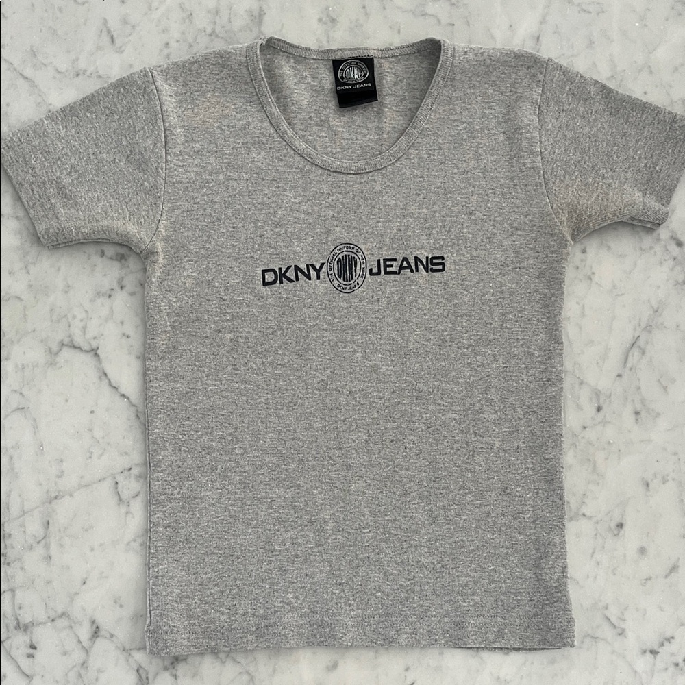 DKNY Gray Logo Short Sleeve Tee